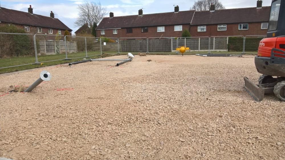 Greenside Play Area - February 2018 - Hardcore laid and marked out for new items