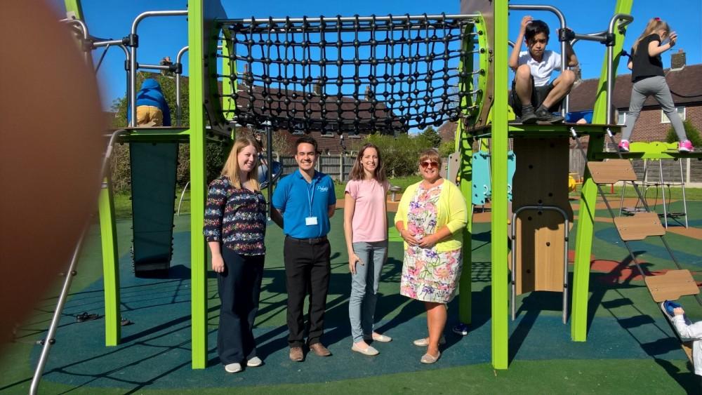 Greenside Play Area - February 2018 - Official opening event by Cllrs Helen Tune and Gemma Rypel and Clerk Debra Platt