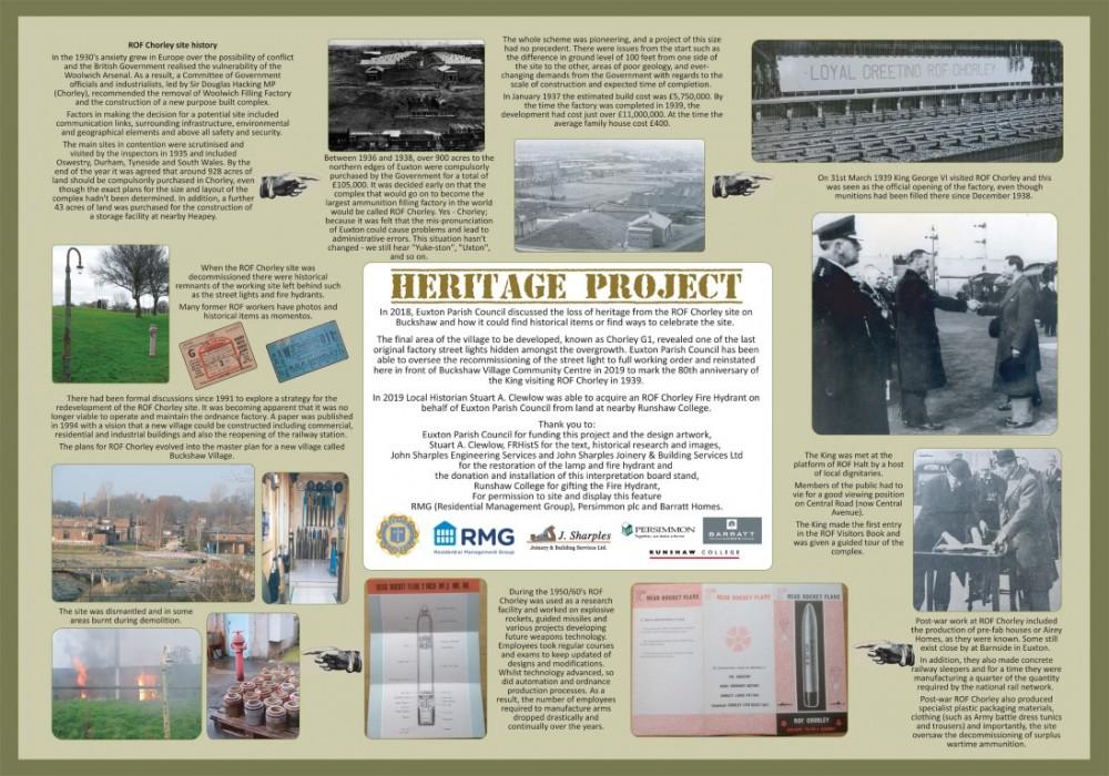 ROF Heritage Project - March 2019 - Heritage project board sited adjacent to Buckshaw Community Centre