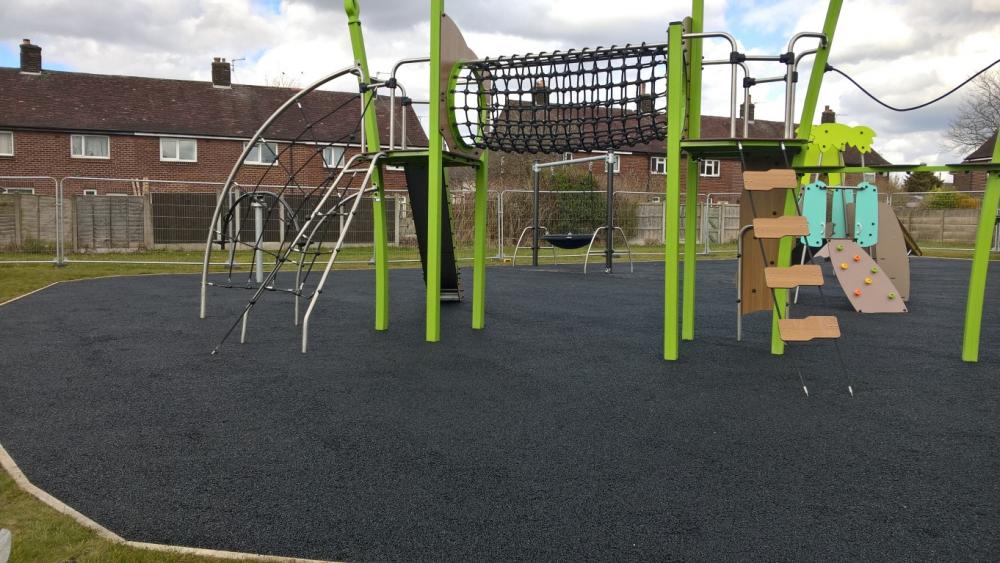Greenside Play Area - February 2018 - Undercoat tarmac before soft colour went on top